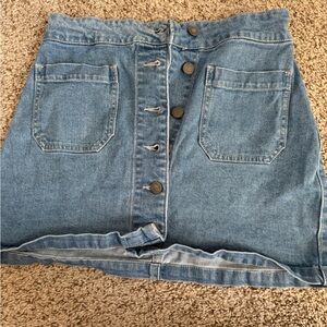 Tela Blue Denim A-Line Skirt